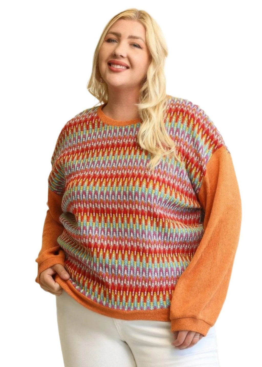 Orange Mixed Loose Top - VacationGrabs