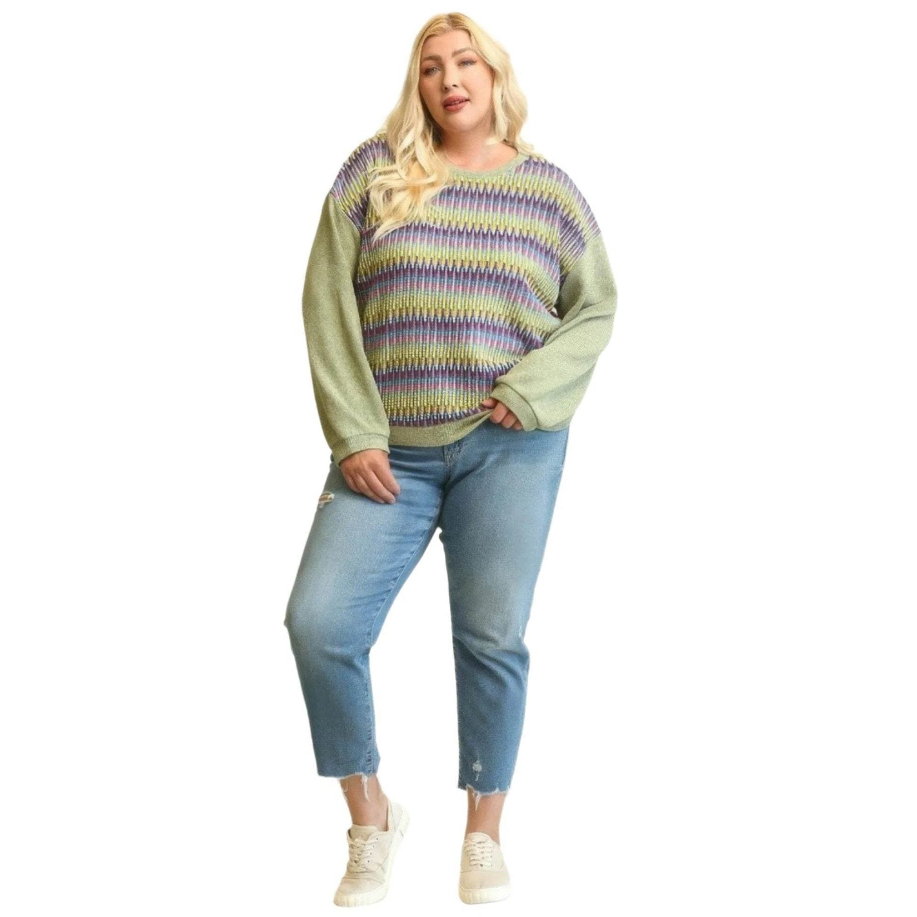 Plus Sage Multi Loose Top - VacationGrabs