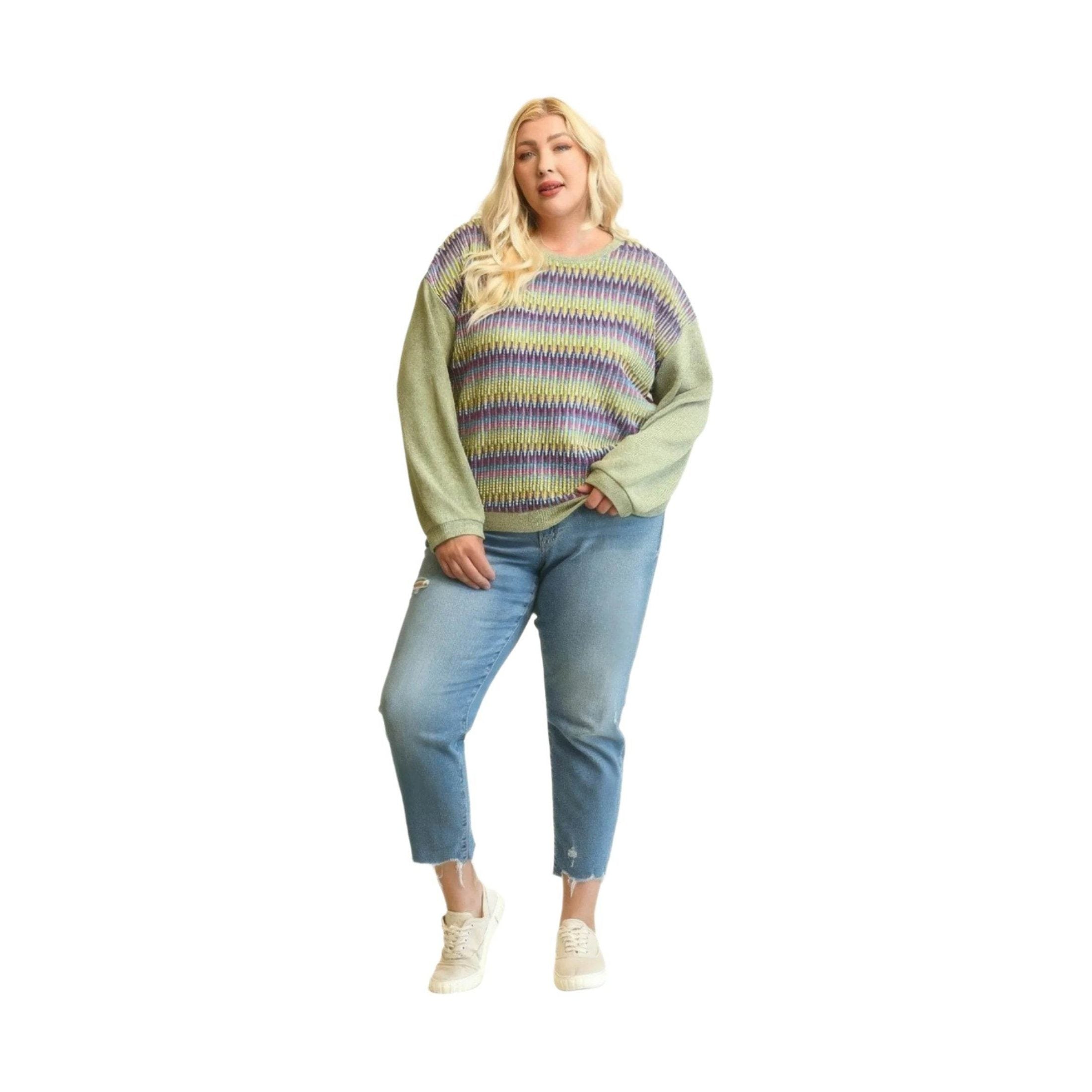 Plus Sage Multi Loose Top - VacationGrabs