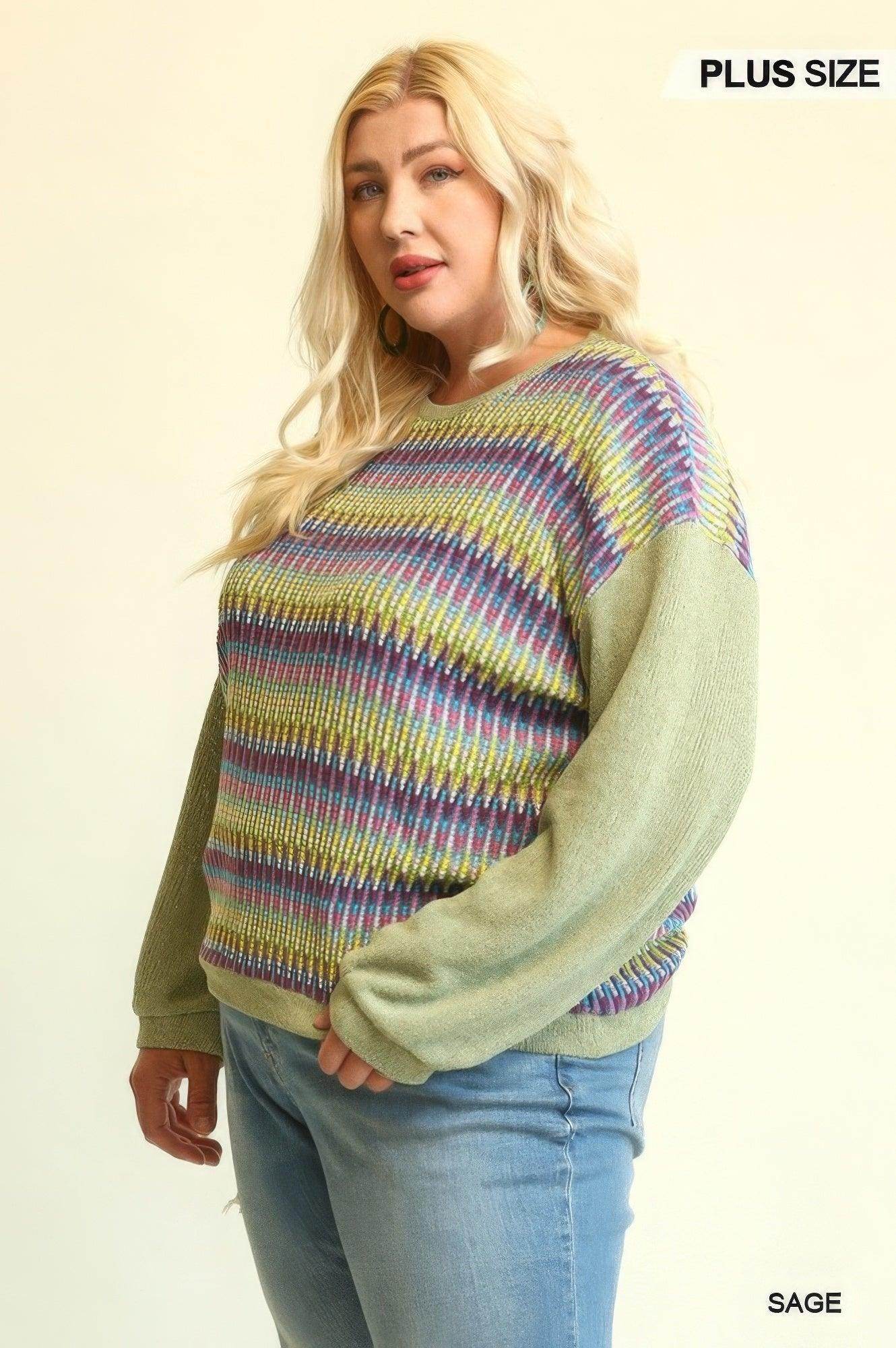 Plus Sage Multi Loose Top - VacationGrabs