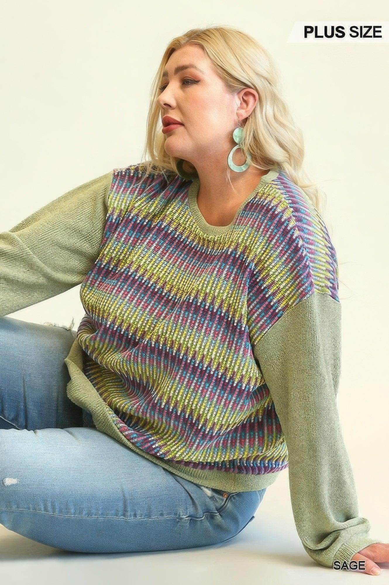 Plus Sage Multi Loose Top - VacationGrabs