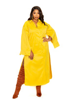 Women's Dresses Yellow Cape Sleeve Shirt Dress
