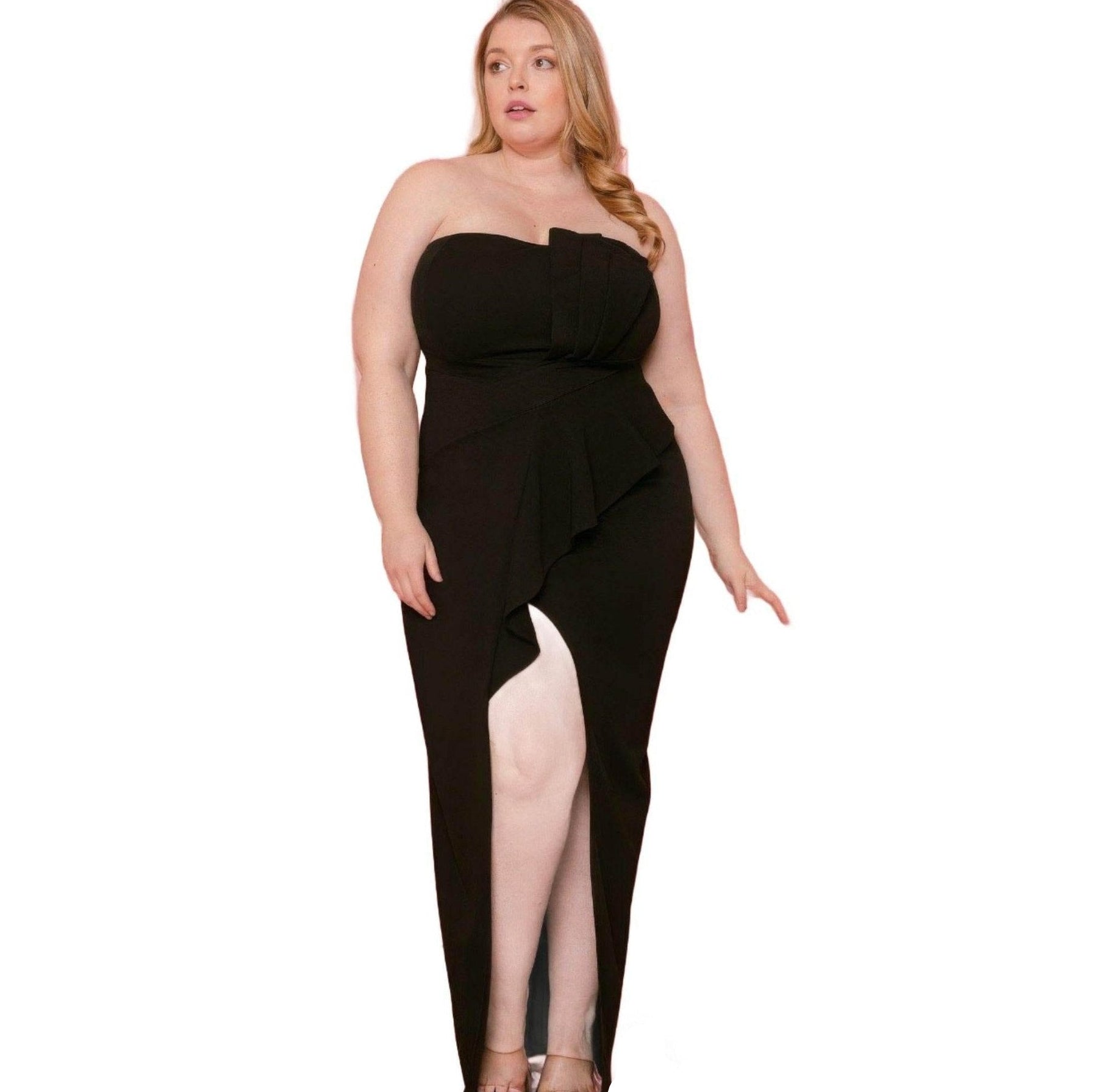 Pleated Detail Plus Maxi Dress - VacationGrabs