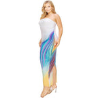 Plus White Gradient Strapless Maxi Dress - VacationGrabs