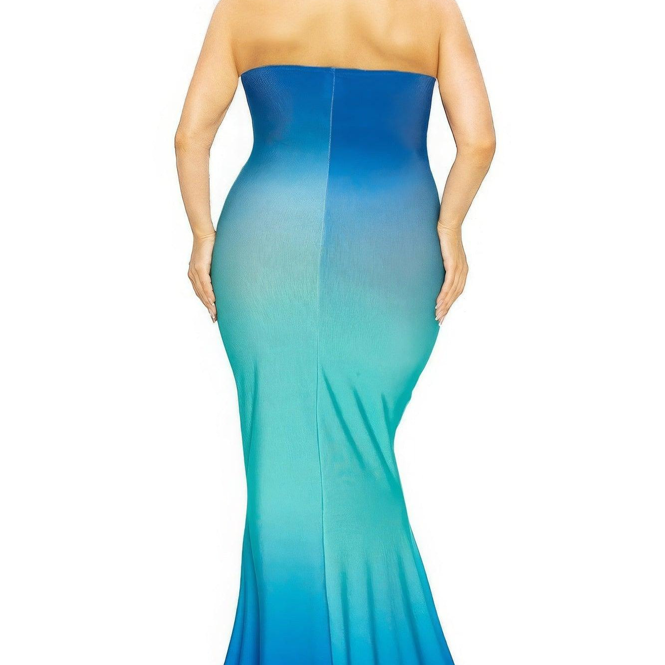 Women's Special Occasion Wear Plus Gradient Strapless Maxi Dress