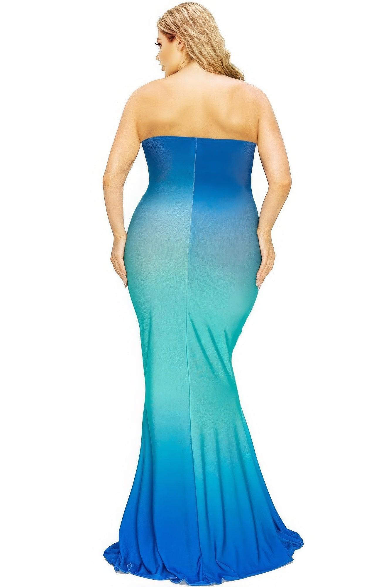 Women's Special Occasion Wear Plus Gradient Strapless Maxi Dress