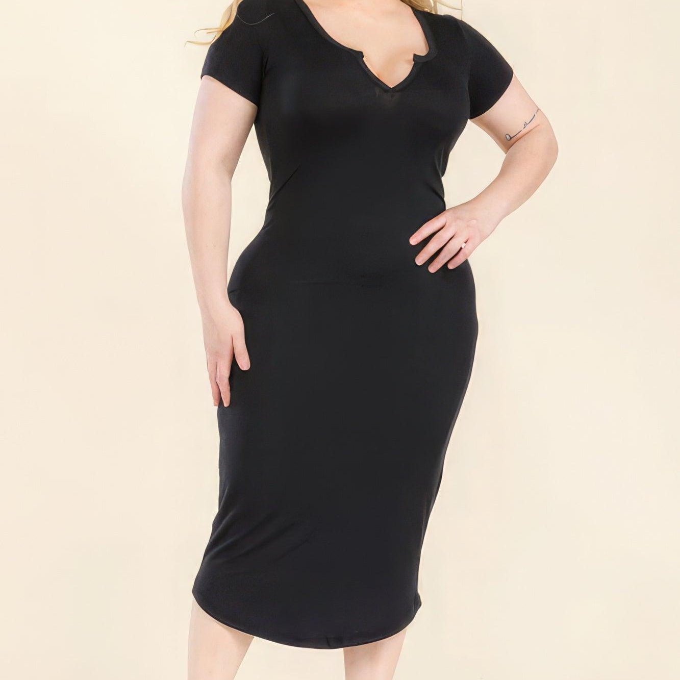 Women's Dresses Plus Size Split Neck Bodycon Midi Dress