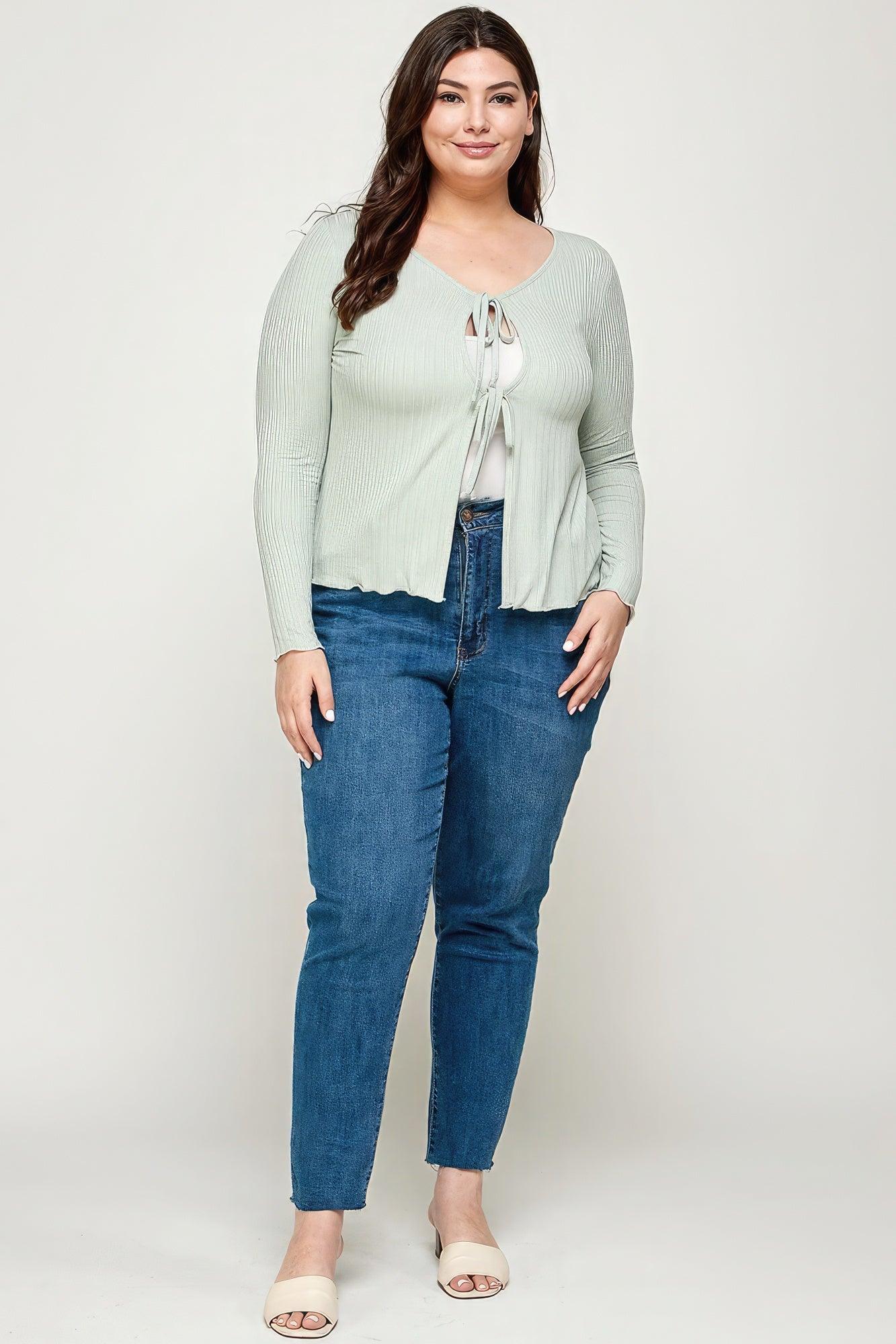 Women's Sweaters - Cardigans Solid Ribbed Pointelle Cardigan