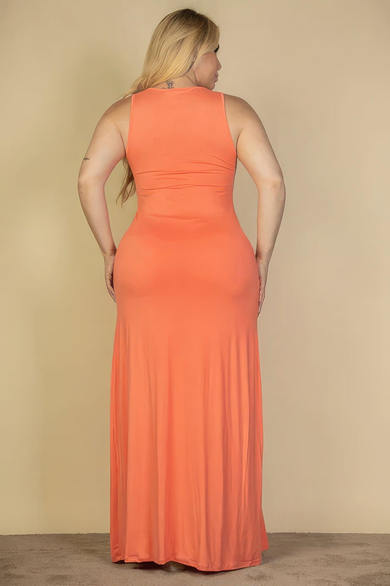 Women's Dresses Plus Size Plunge Neck Thigh Split Maxi Dress