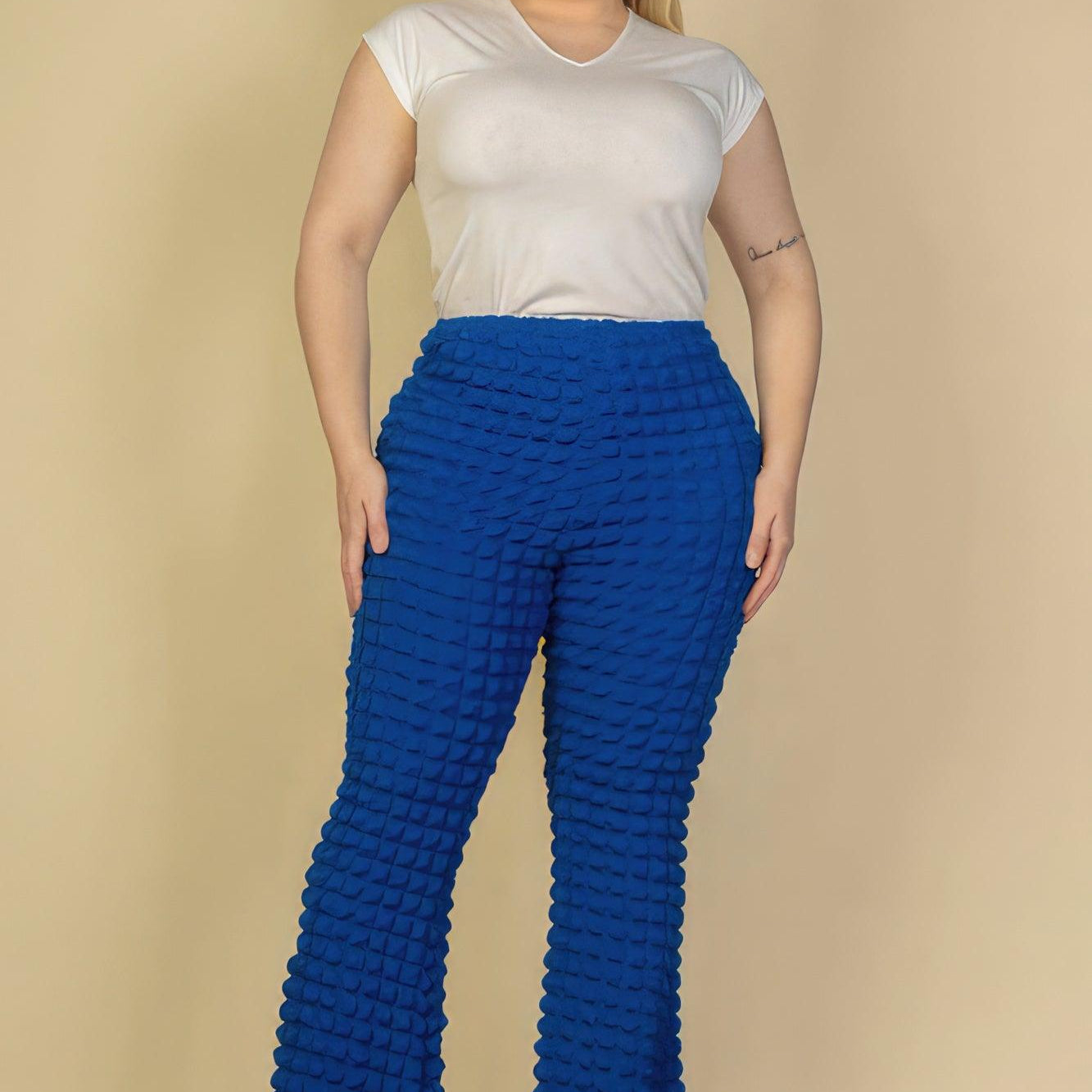 Women's Pants Plus Size Bubble Fabric Flare Pants