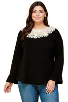 Women's Shirts Plus Size Solid Long Sleeve Top