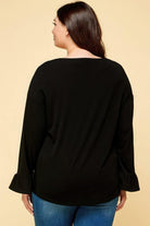 Women's Shirts Plus Size Solid Long Sleeve Top