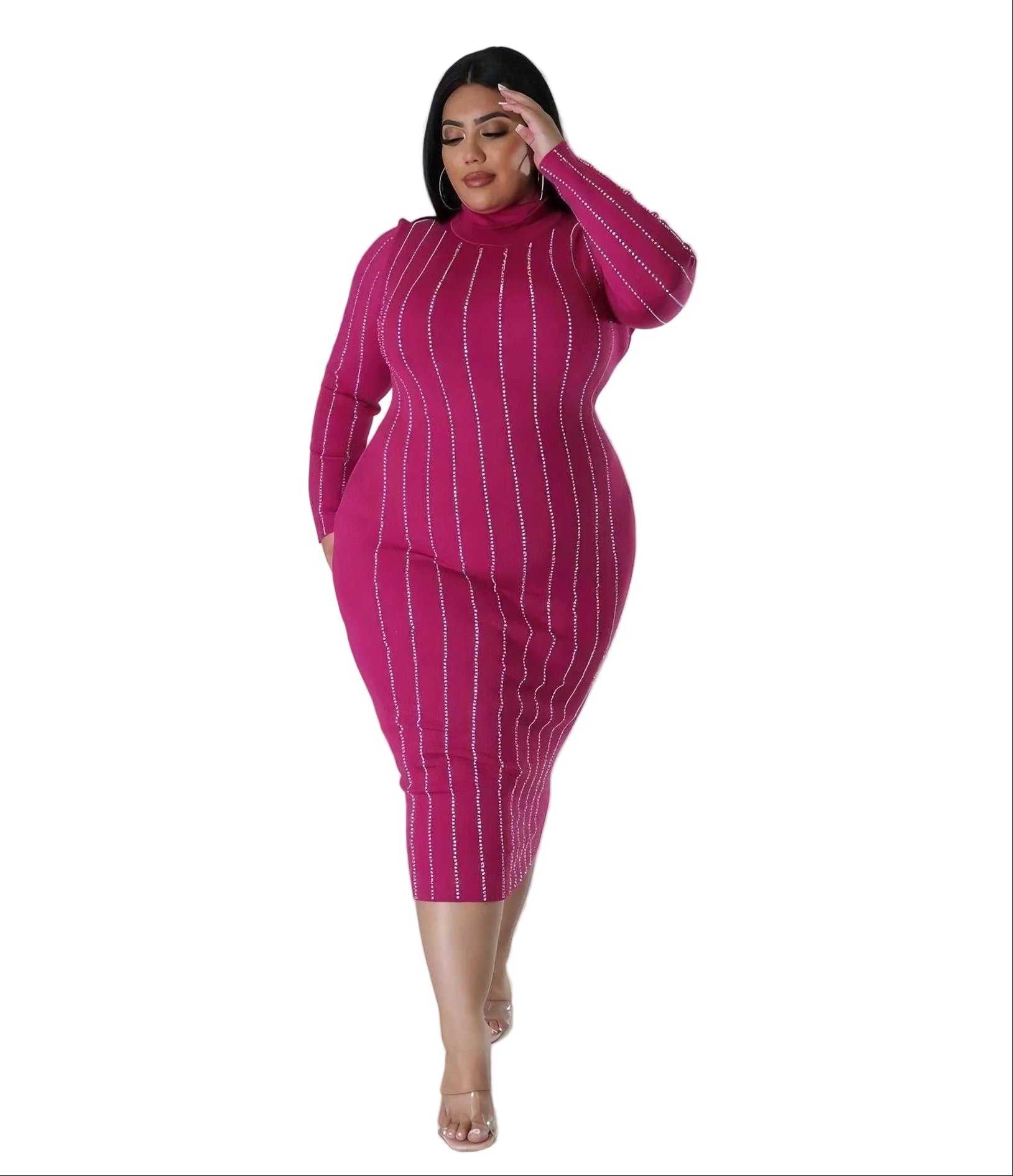 Turtle Neck Stretch Dress - VacationGrabs