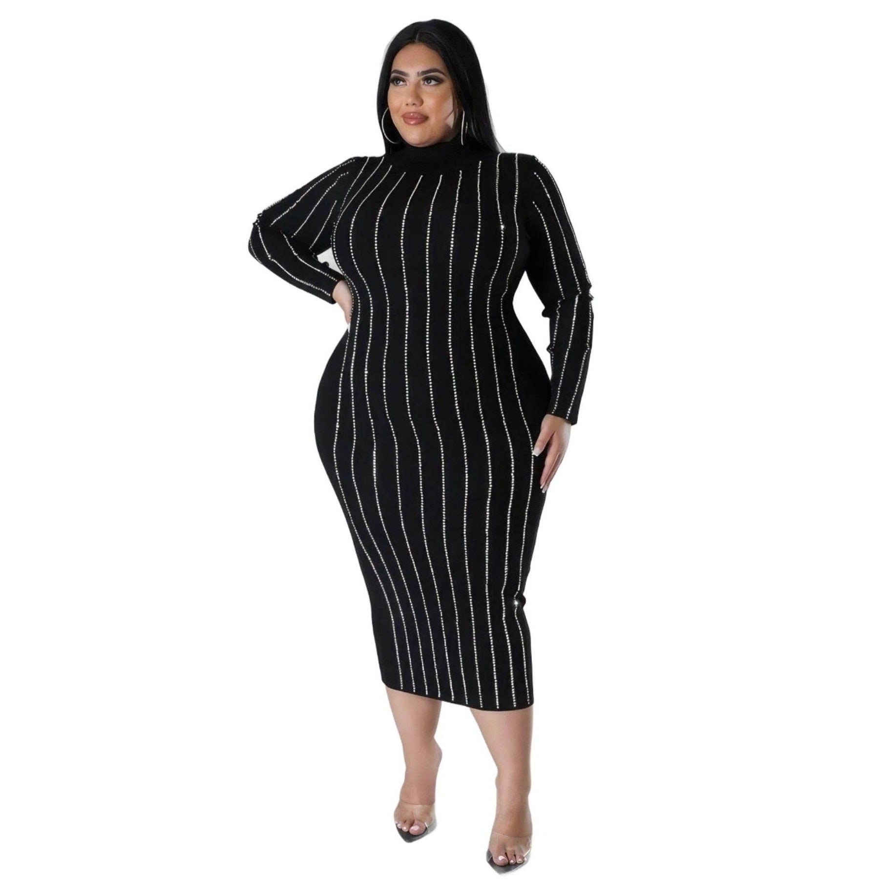 Turtle Neck Stretch Dress - VacationGrabs