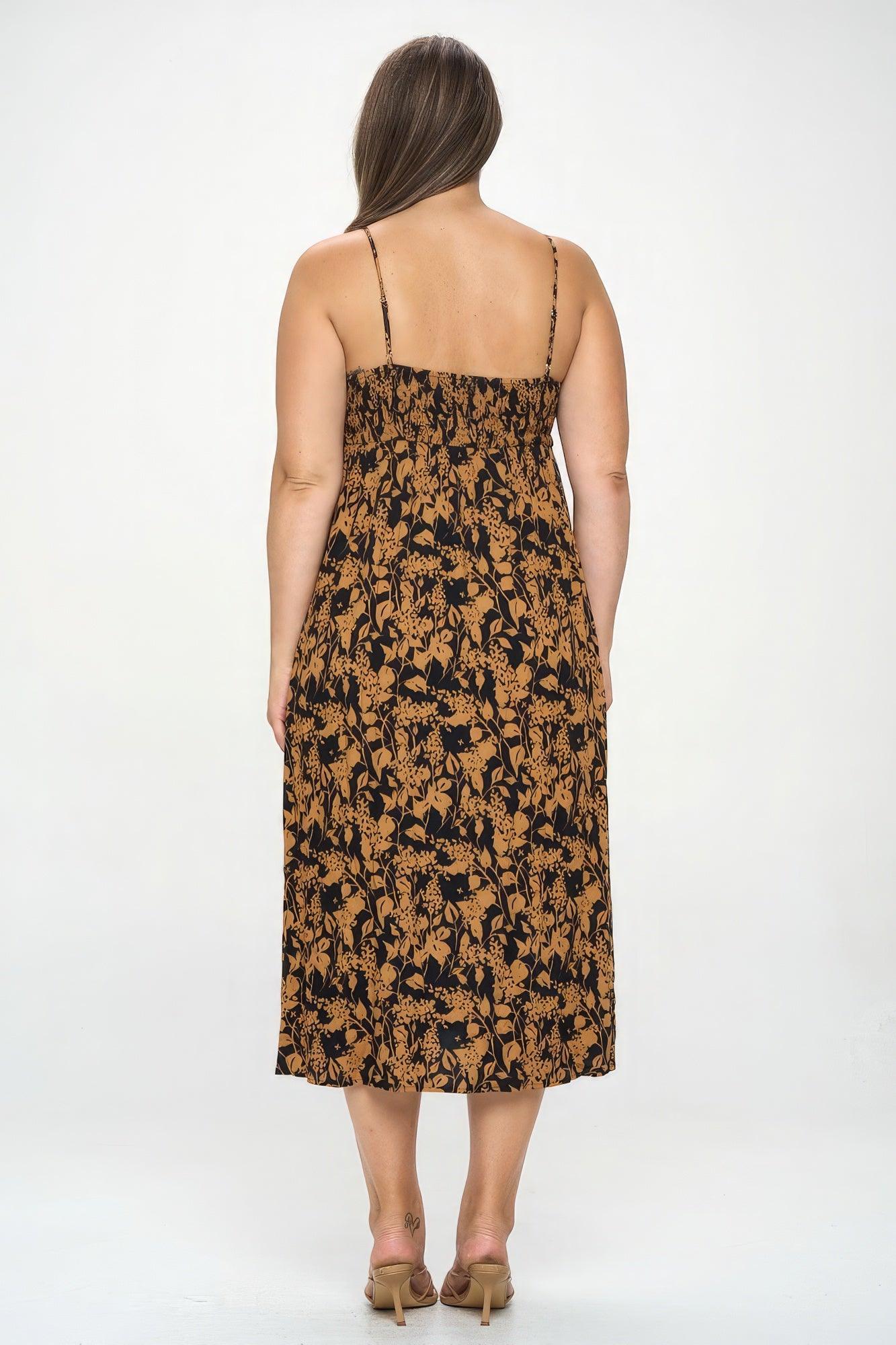 Women's Dresses Plus Botanical Print Front Tie Maxi Dress