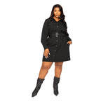 Satin Effect Belted Jacket Dress - VacationGrabs