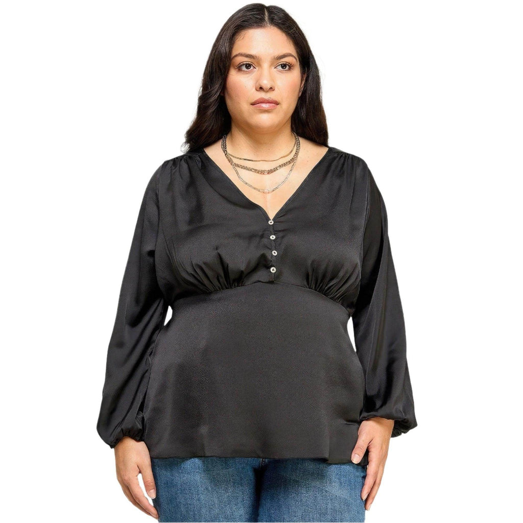 Satin Babydoll Blouse - VacationGrabs