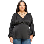 Satin Babydoll Blouse - VacationGrabs