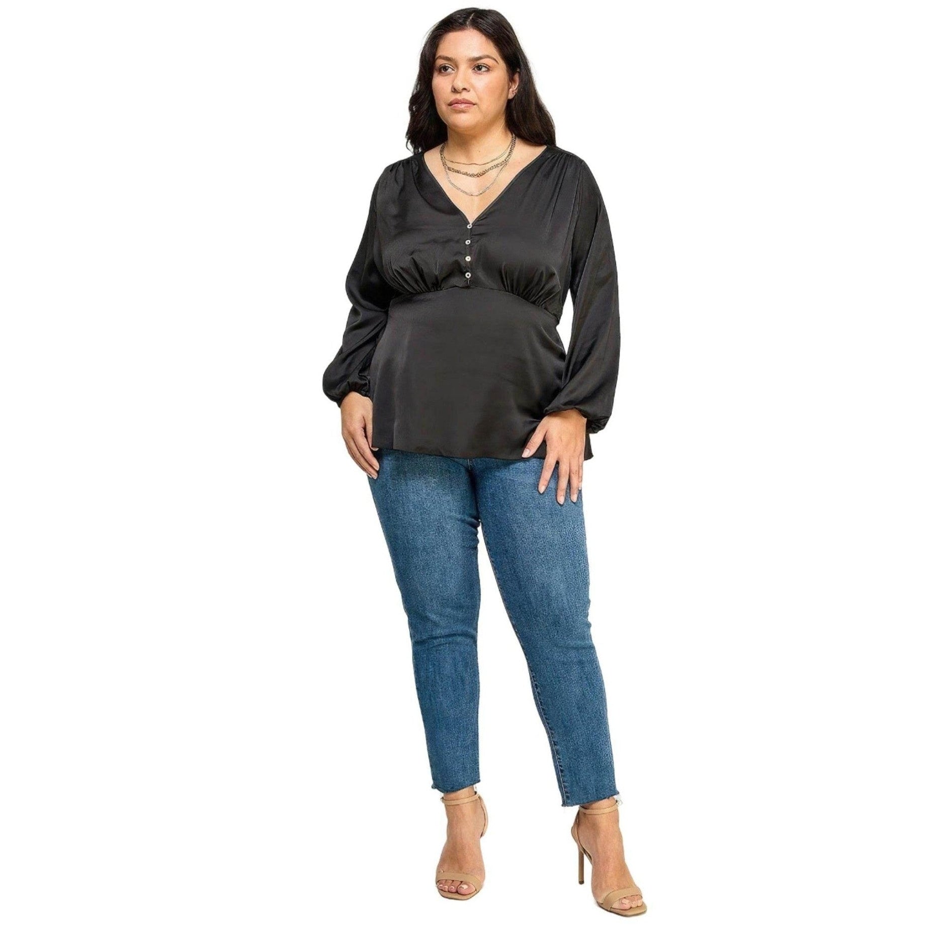 Satin Babydoll Blouse - VacationGrabs