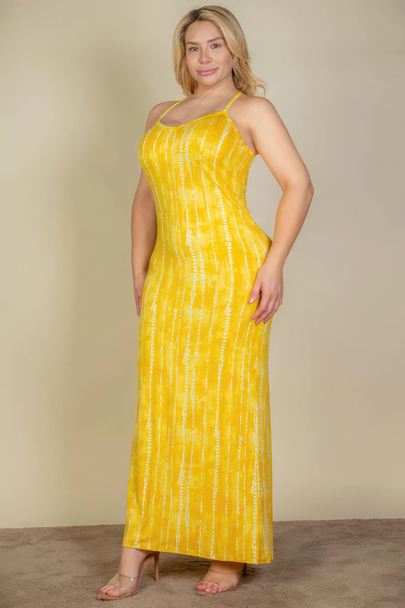 Women's Dresses Plus Size Tie Dye Printed Cami Bodycon Maxi Dress