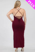 Women's Dresses Plus Size Crisscross Back Split Thigh Maxi Dress
