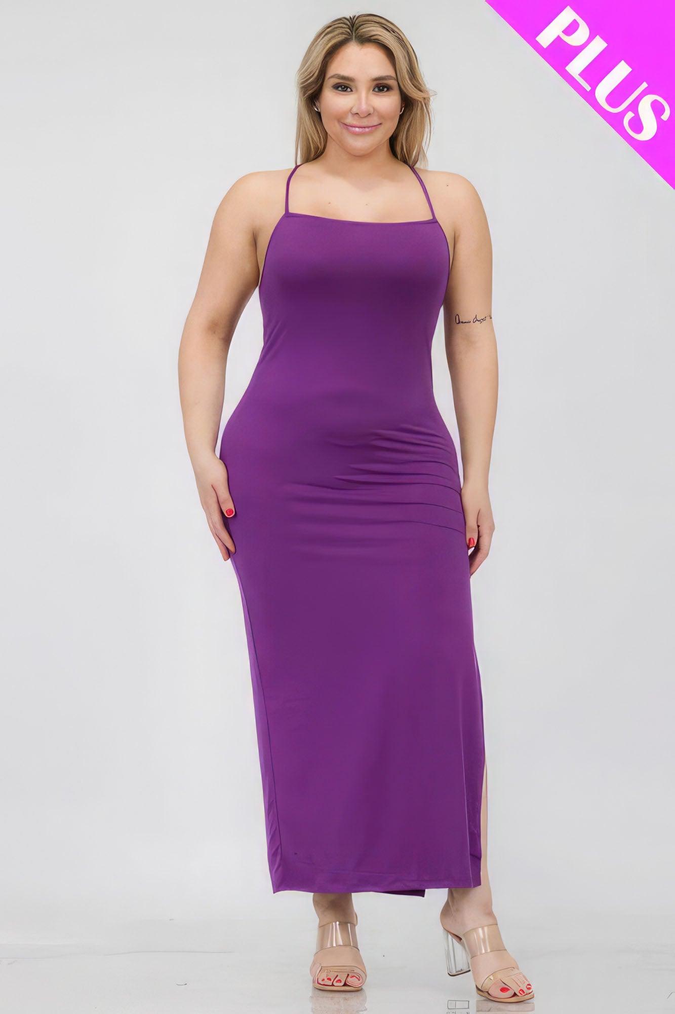 Crisscross Backless Split Thigh Plus size Maxi Dress - Bella