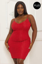 Women's Special Occasion Wear Red Rhinestone Body Plus Size Mini Dress