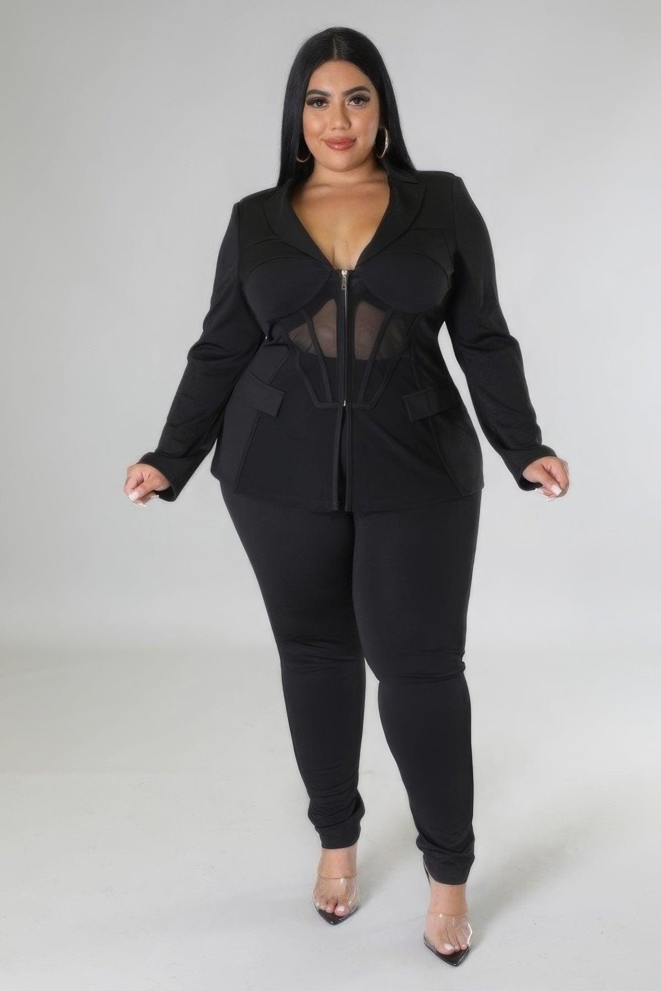 Women's Outfits & Sets Plus Black Sexy Two Piece Pants Set