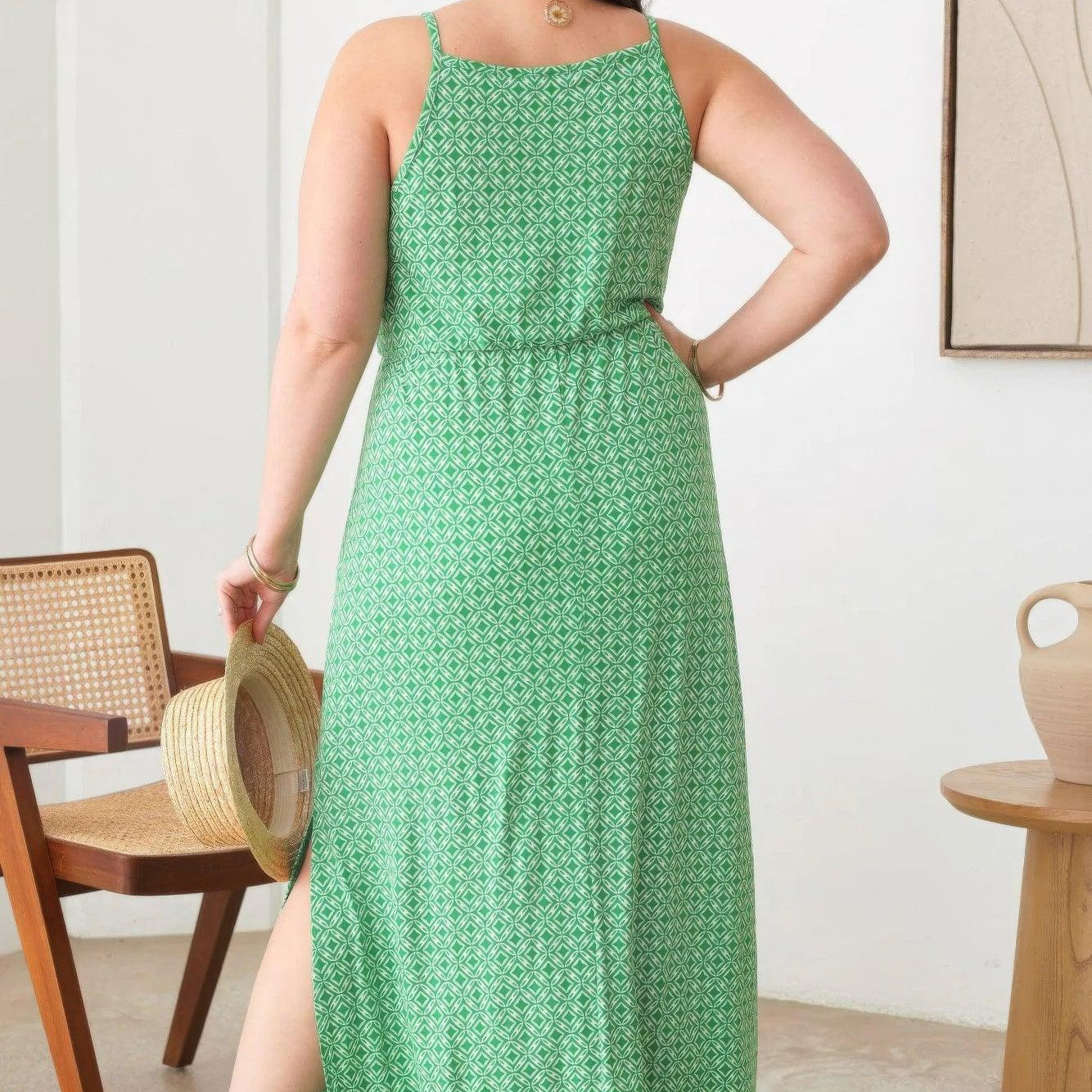 Women's Dresses Plus Size Floral Print Warp Bust Leg Slit Maxi Dresses