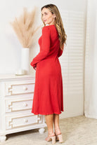 Women's Dresses Culture Code Full Size Round Neck Long Sleeve Dress