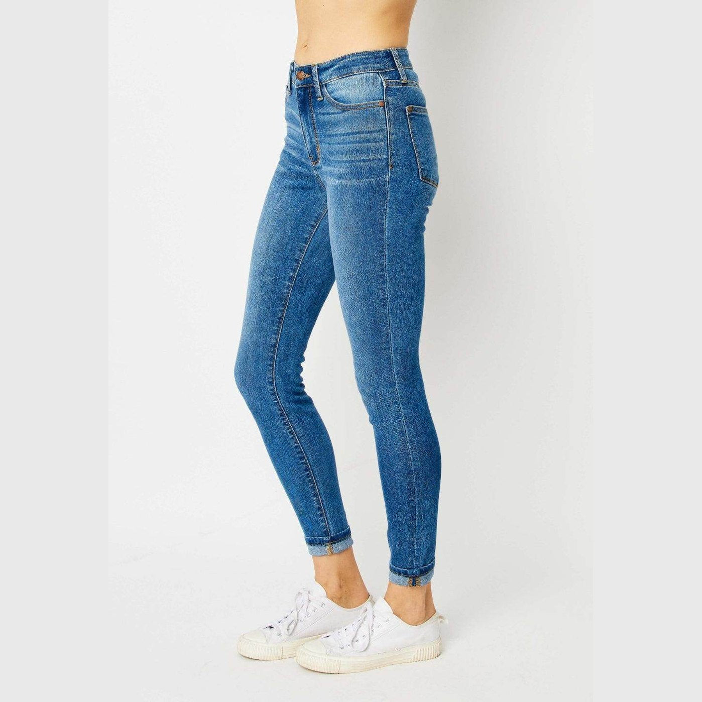 Judy Blue Full Size Cuffed Hem Skinny Jeans - VacationGrabs