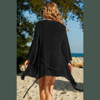 Tie-Waist Openwork Crochet Cover Up - VacationGrabs