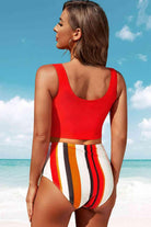 Women's Swimwear - 2PC Half Snap Square Neck Tankini Set