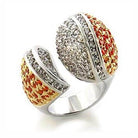 Stylish AAA crystal statement ring for women featuring a unique two-tone design with sparkling crystals