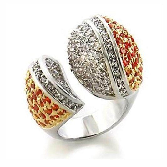 Stylish AAA crystal statement ring for women featuring a unique two-tone design with sparkling crystals