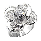 AAA grade crystal flower ring with intricate design and sparkling details for elegant women's jewelry
