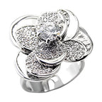 AAA grade crystal flower ring with intricate design and sparkling details for elegant women's jewelry