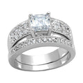 Stunning AAA grade cubic zirconia ring for women featuring a princess cut center stone and sparkling accents
