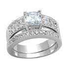Stunning AAA grade cubic zirconia ring for women featuring a princess cut center stone and sparkling accents