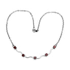 Elegant AAA grade CZ necklace with red stones and a wave design for women