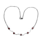 Elegant AAA grade CZ necklace with red stones and a wave design for women