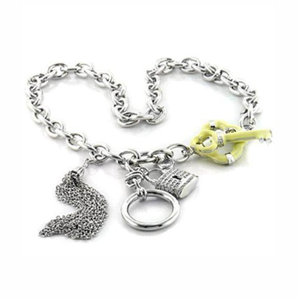 VacationGrabs AAA grade CZ statement necklace with unique charms and silver chain for stylish women