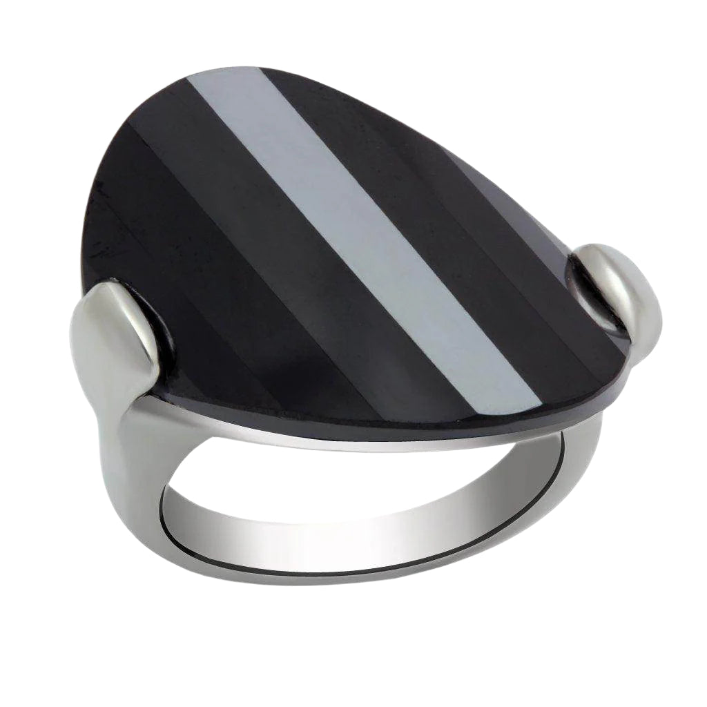 Stylish VacationGrabs AAA grade jewelry ring for women with a bold black and silver design
