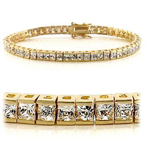 Affordable luxury women's bracelet with sparkling cubic zirconia stones in a gold setting