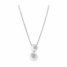 Stylish women's necklace featuring two sparkling pendants, an affordable rhodium jewelry gift
