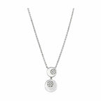 Stylish women's necklace featuring two sparkling pendants, an affordable rhodium jewelry gift