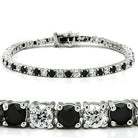 Affordable women's luxury bracelet featuring black and white stones with a delicate silver band
