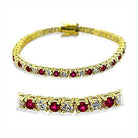 VacationGrabs affordable women's luxury bracelets with ruby and diamond-like stones in a gold-tone design