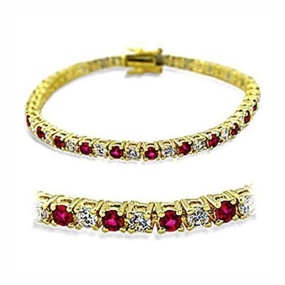 VacationGrabs affordable women's luxury bracelets with ruby and diamond-like stones in a gold-tone design