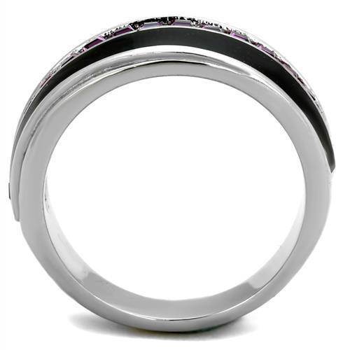 Elegant silver band featuring stunning amethyst crystal rings for women with a sleek design